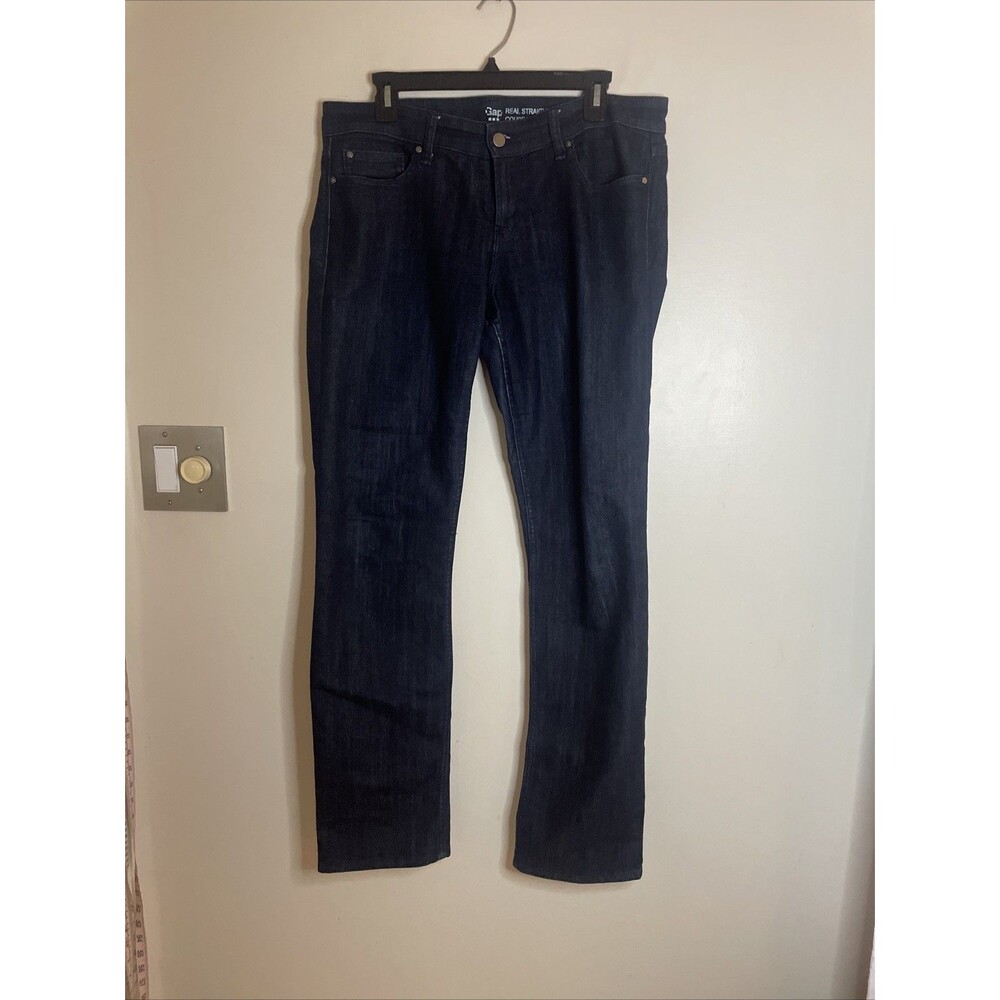 GAP Women’s Real Straight Jeans Blue Dark Wash Size 10